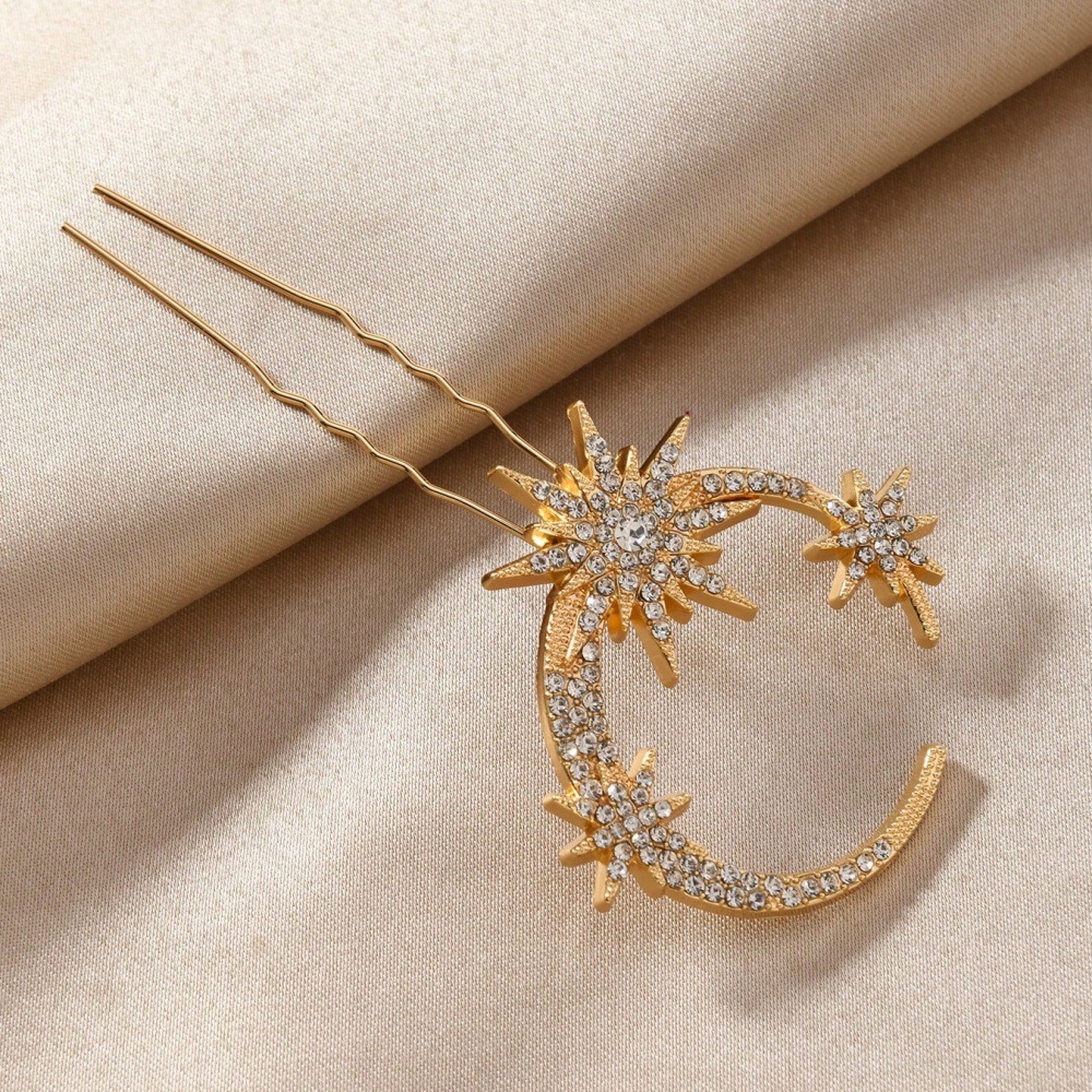 Nuevo conjunto creativo de todo fósforo combinación de accesorios para el cabello, luna geométrica simple, estrella, horquilla de diamantes, accesorios para la cabeza de novia femenina