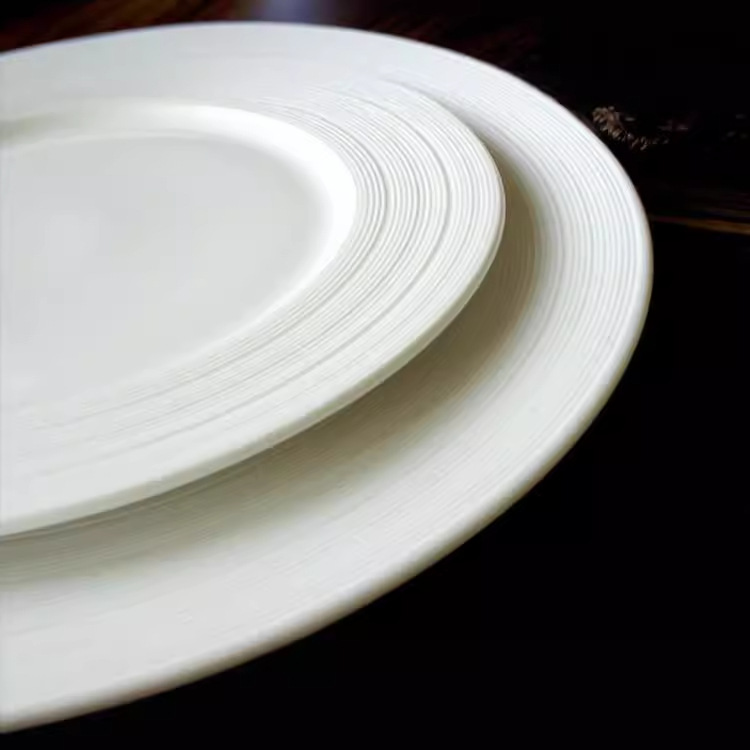Comercio exterior de exportación vajilla de porcelana de seda blanca plato de carne occidental plato de sopa tazón de sopa nórdico simple plato de comida occidental traje