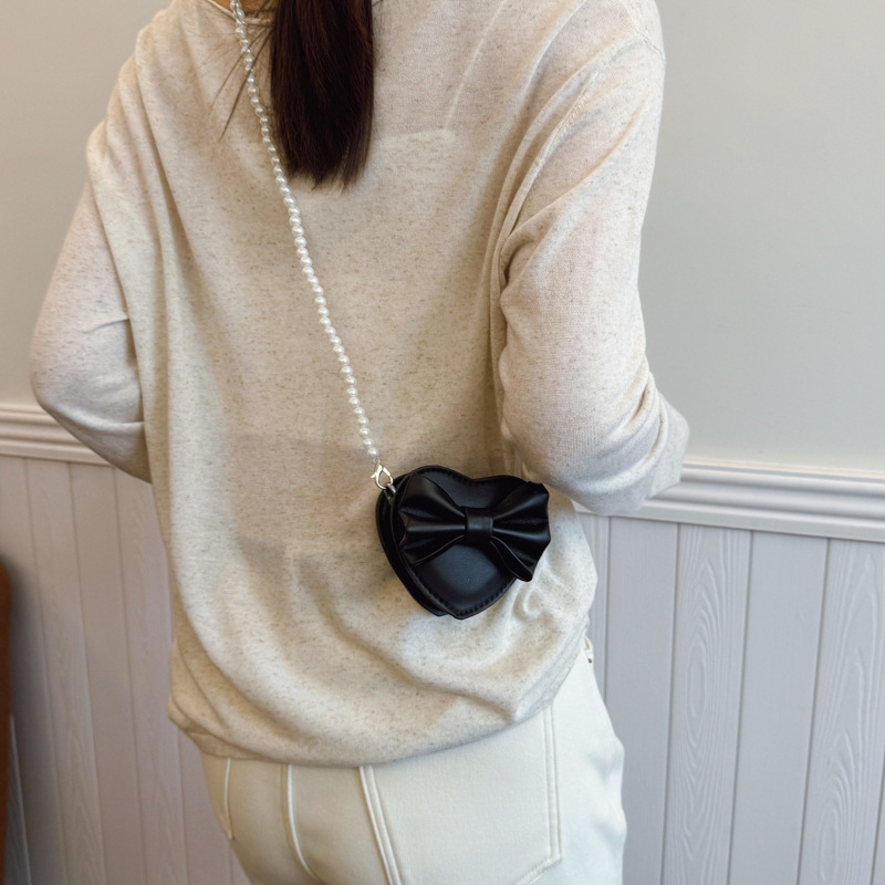 Caramelo lindos bolsos de hombro de niña dulce arco cadena de perlas baby mochila bolsos de amor para niños