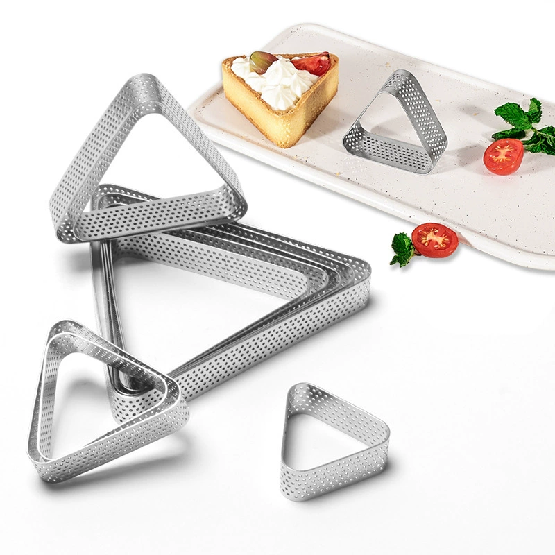 430 из нержавеющей стали треугольник перфорированная башня кольцо Домашний инструмент для выпечки Французский торт мусс кружок