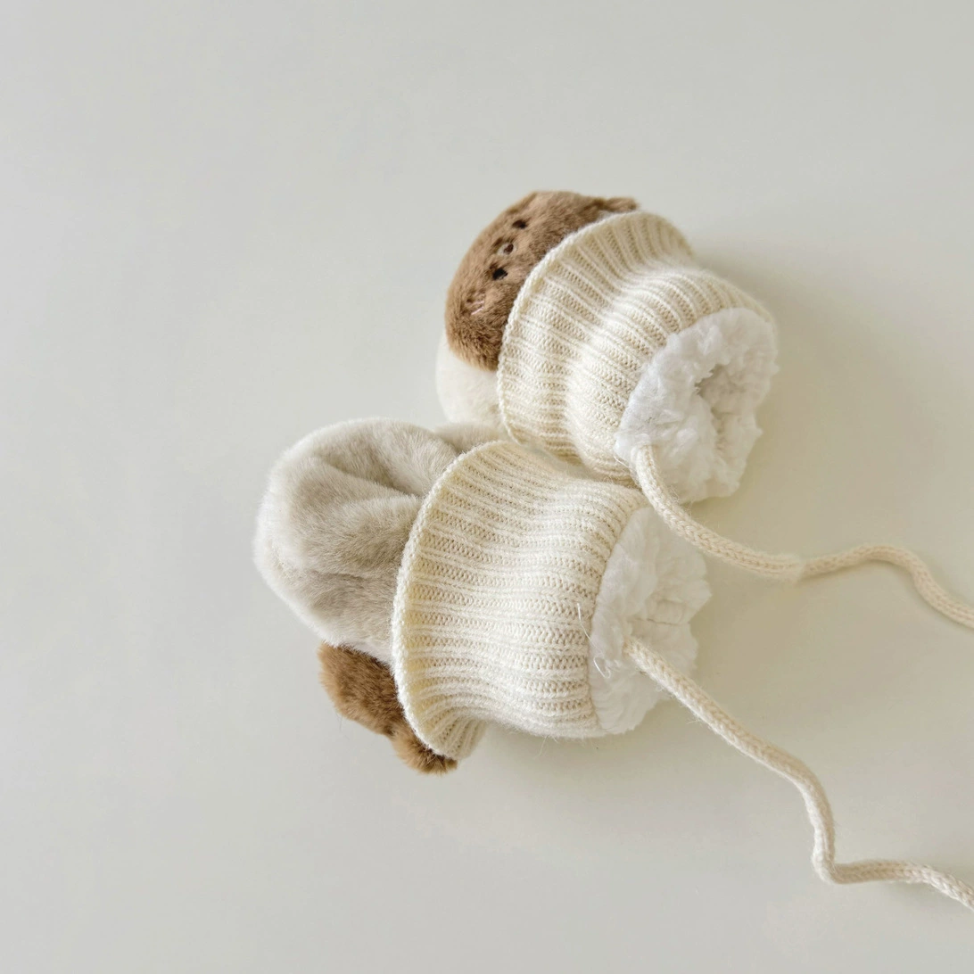 秋南 Детские милые тёплые ветронепроницаемые перчатки для мальчиков, корейский стиль, с маленькими медвежатами