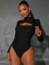 D 51796 High neck hollow long sleeve bodysuit �����οճ�����