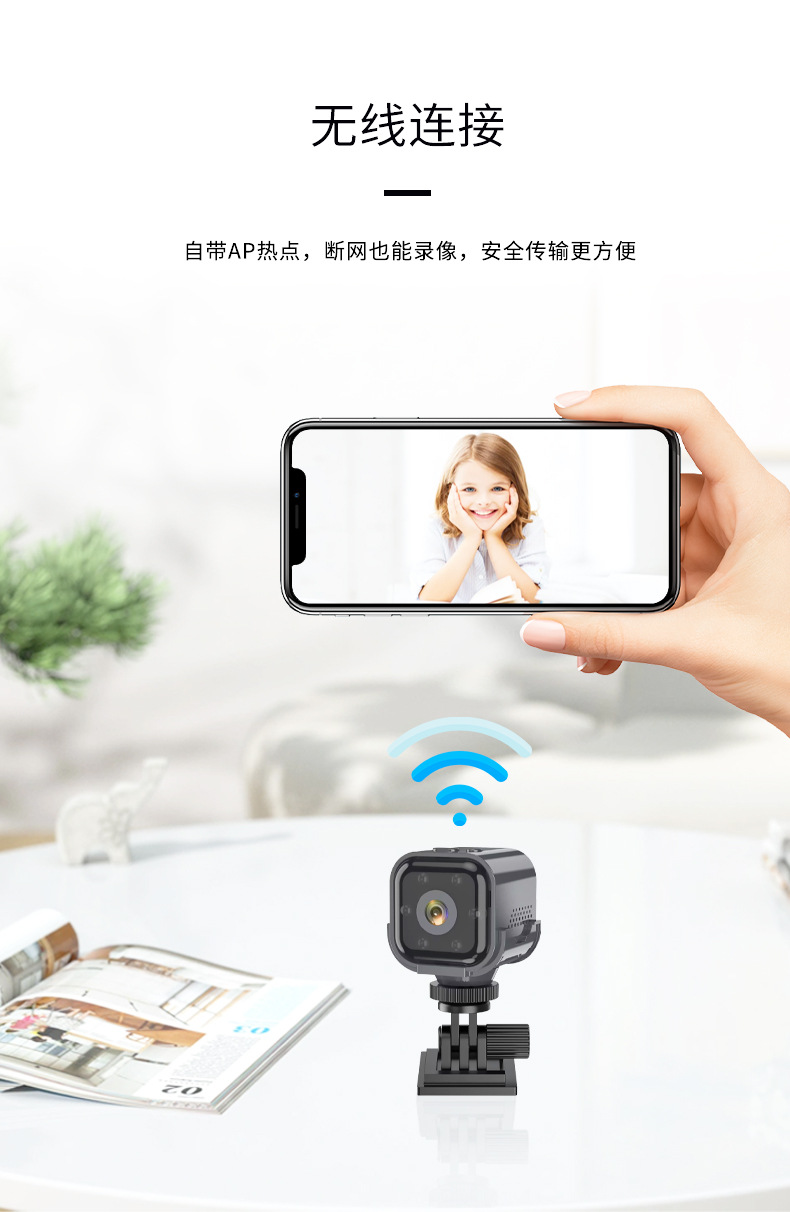 AS03 küçük kare kamera HD kablosuz wifi düşük güç tüketimi iki yönlü interkom ev güvenlik izleme küçük kamera