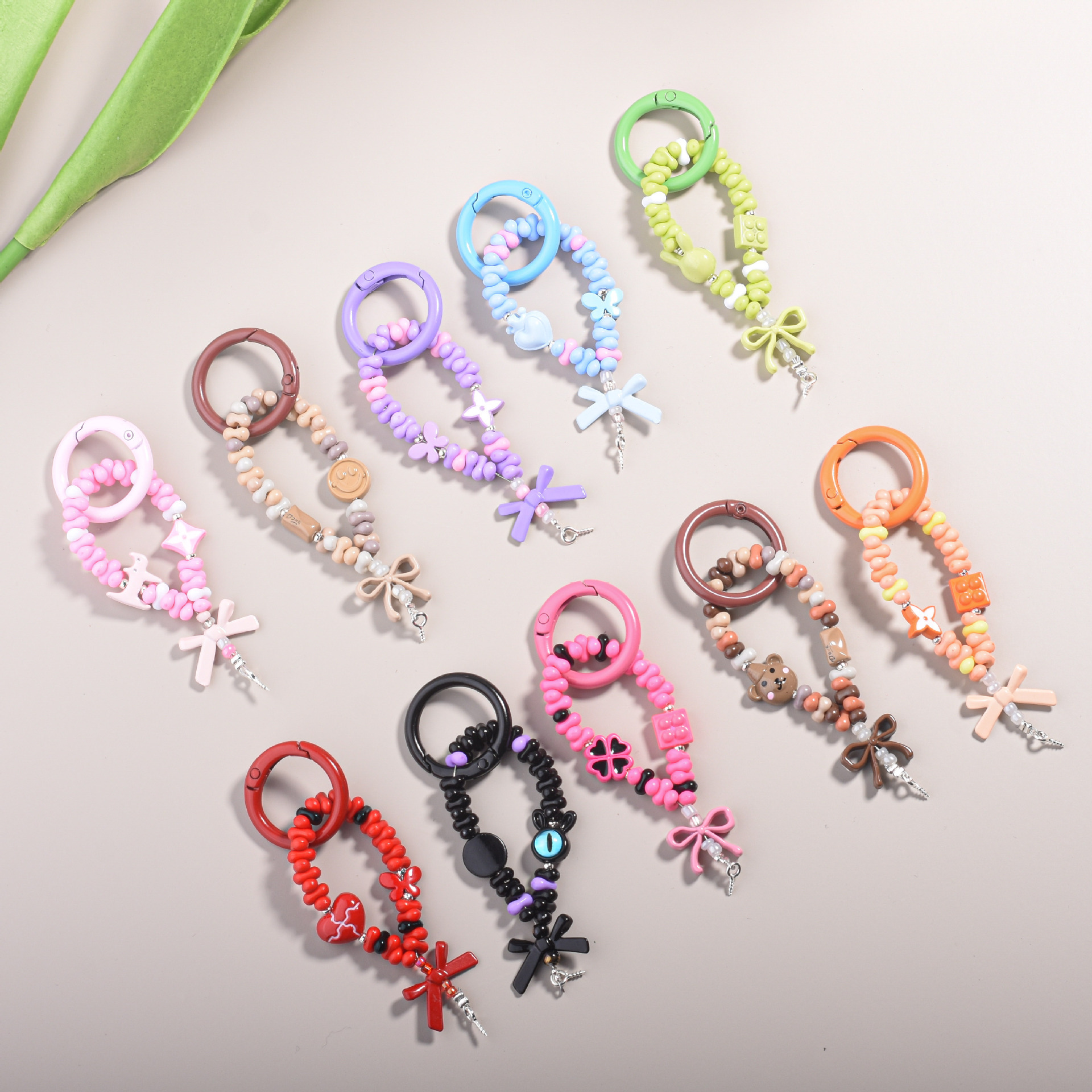 Original Multicolor Peanut Beads Zinc Alloy Small Drops DIY Short Mobile Phone Chain Key Chain Bag Pendant Pendant