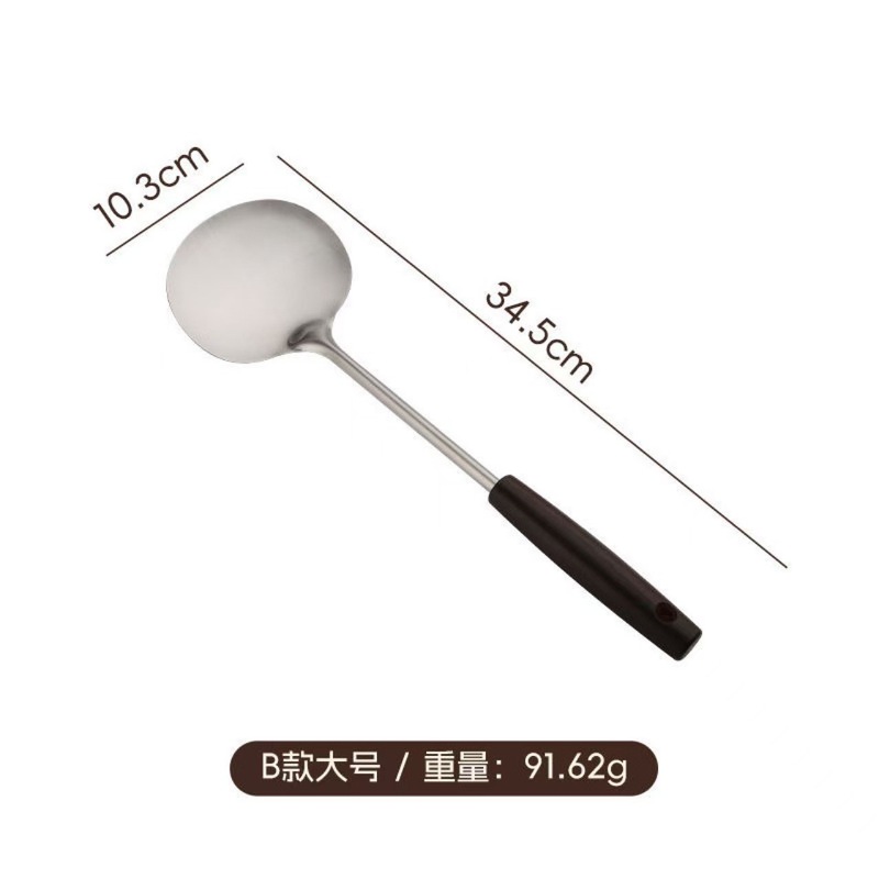 ✅ レトロな無垢材ステンレス鋼キノコスパチュラ調理家庭用長柄スプーンキッチン貴州スパチュラフライドスプーンスプーンキッチン用品|undefined