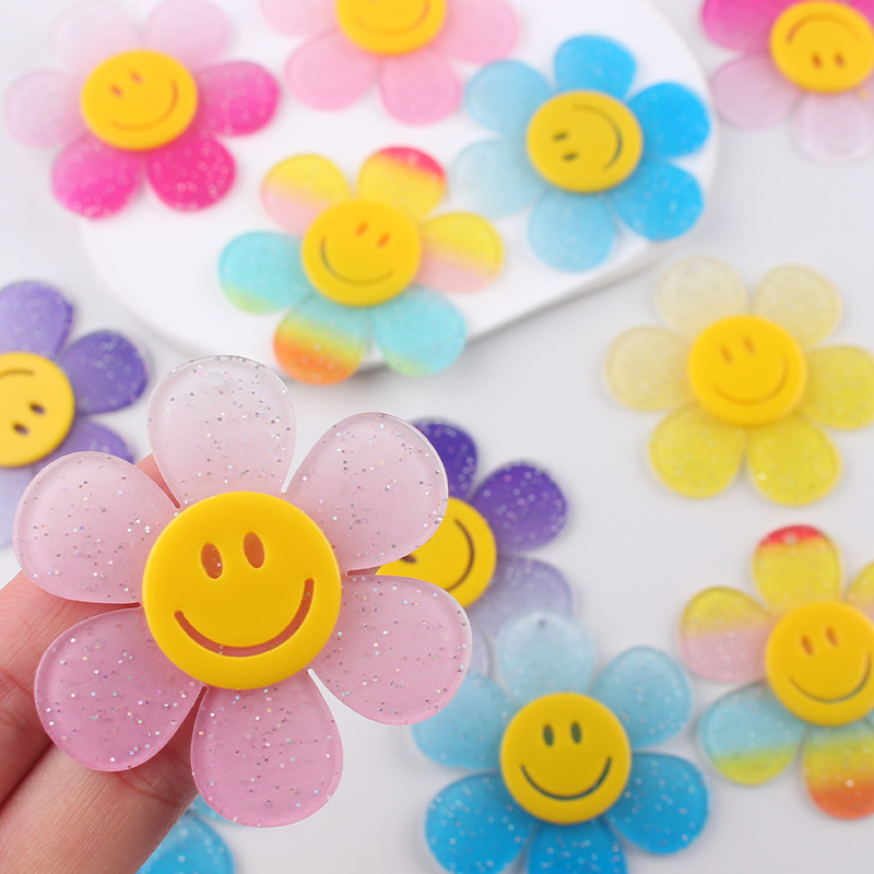 Nuevo acrílico sonriente girasol pequeños accesorios creativos ing nicho flores frescas llavero accesorios accesorios