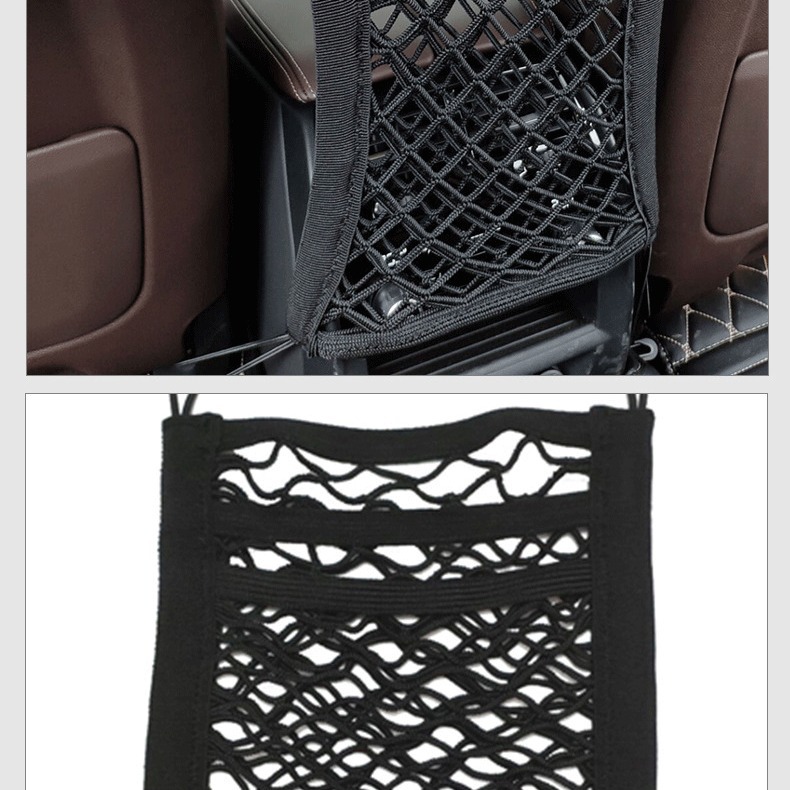 SNJUE en stock bolsa de almacenamiento trasero del asiento del coche bolsillo de red de almacenamiento del asiento del coche Fila delantera y trasera red de almacenamiento