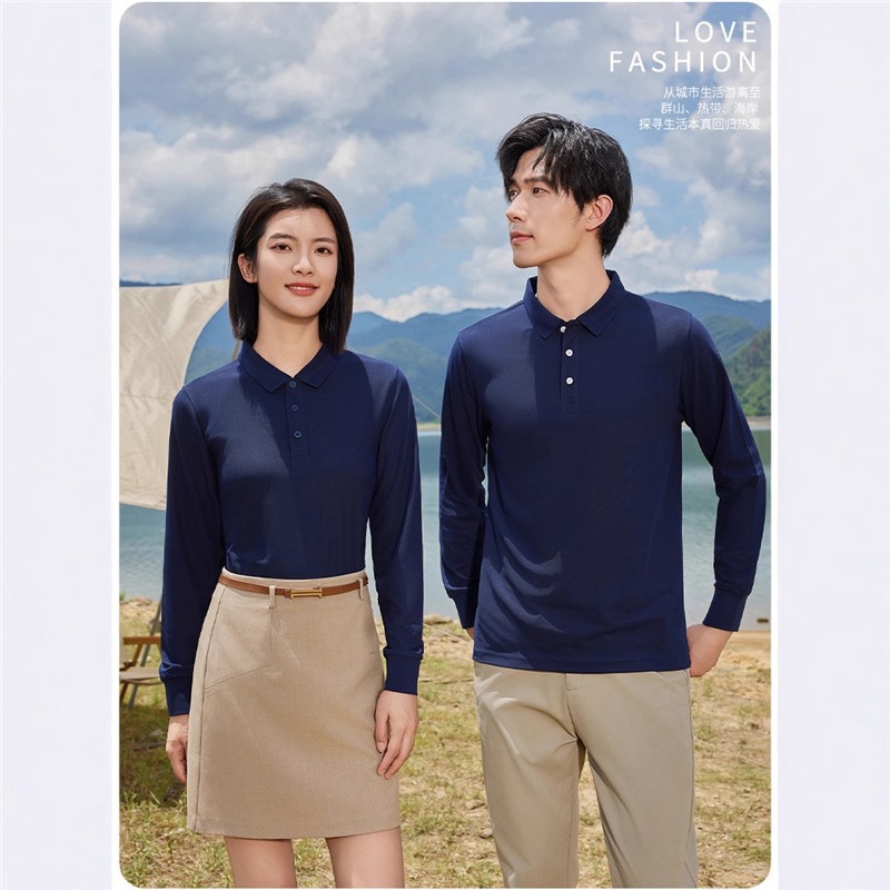 Primavera y otoño transfronterizos polo, ropa de trabajo de manga larga, logotipo impreso personalizado, camiseta de bordado, camiseta de comercio exterior, camiseta de publicidad para hombres y mujeres