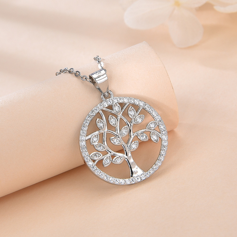 Collar de plata de ley 925 con diseño de árbol de la vida, estilo europeo y americano, para mujer, cadena de clavícula versátil de alta gama para el verano.