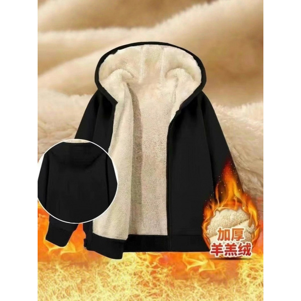 Fleece Sweatshirt Men's Hooded Winter Thickeneded Autumn and Winter Cashmere Zipper Cardigan Men's Casual Sports Jacket