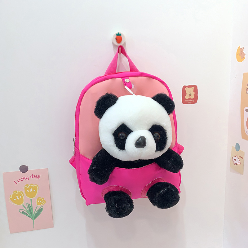 Nueva mochila para niños de dibujos animados lindo panda muñeca mochila de jardín de infantes mochila ligera para niños