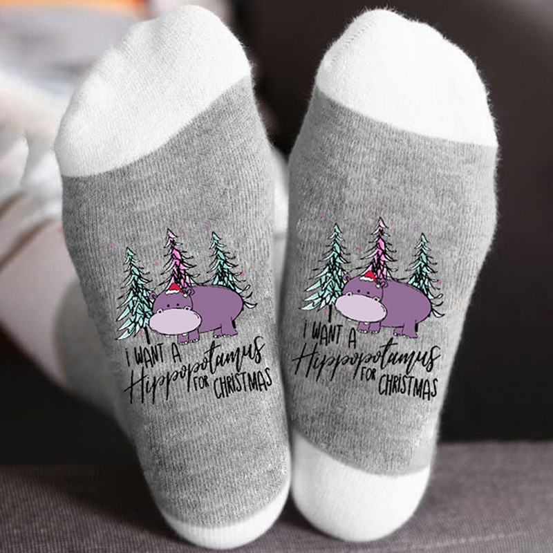 Calcetines de algodón transfronterizos de otoño e invierno para hombres y mujeres copa de vino tinto personalizada calcetines casuales de media pantorrilla ins medias transpirables a juego de colores de moda al por mayor