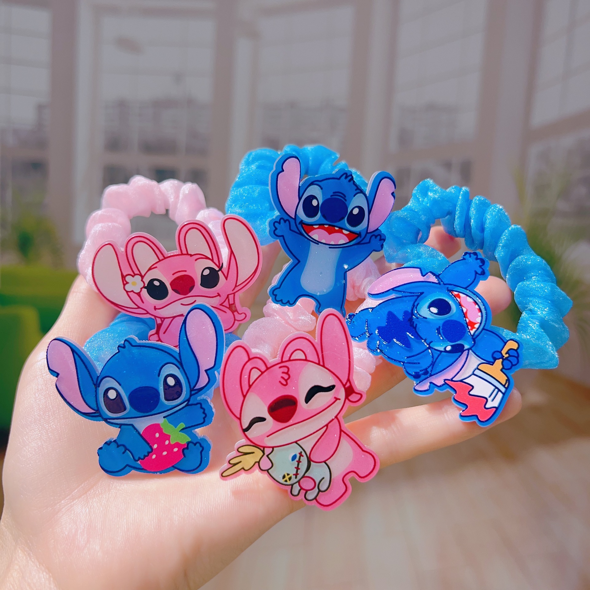 Cute blue cartoon children's ponytail