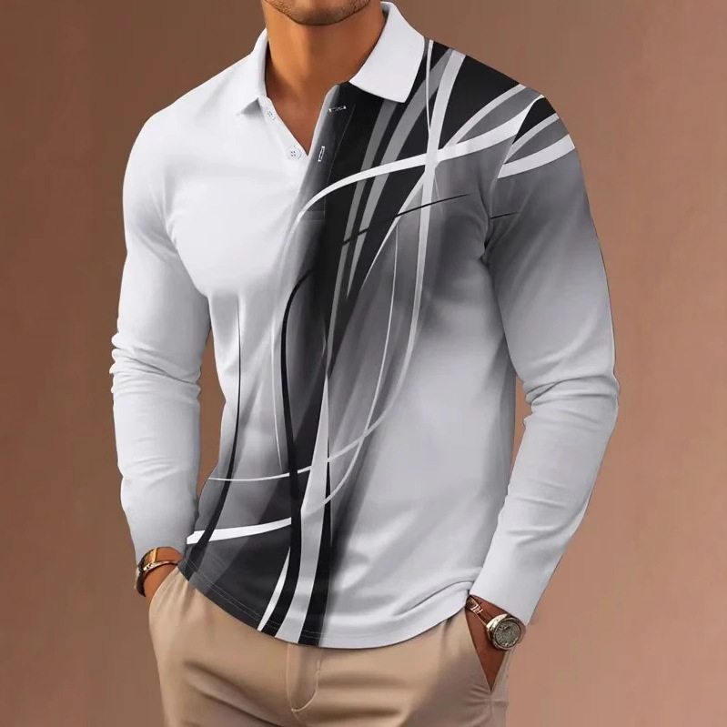 2024 nuevo estilo Amazon comercio exterior casual todo fósforo moda de alta calidad botón de manga larga POLO camisa MB14