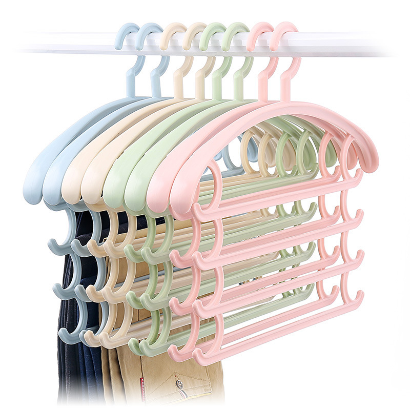 Creativo multi-capa de plástico adulto pantalones mágicos rack armario de cuatro capas bufanda rack multi-funcional percha perfecta pantalones rack