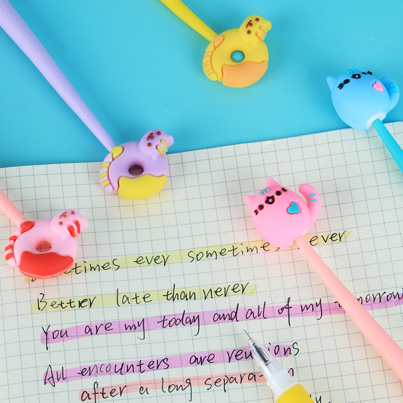 Estudiantes de dibujos animados bolígrafo neutro de silicona creativo de alto valor facial 0.5 aguja agitando música bolígrafo de firma examen de escritura bolígrafo