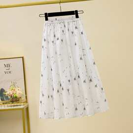 夏法式碎花半身裙女高腰显瘦遮胯中长款A字森系气质纱裙有内里