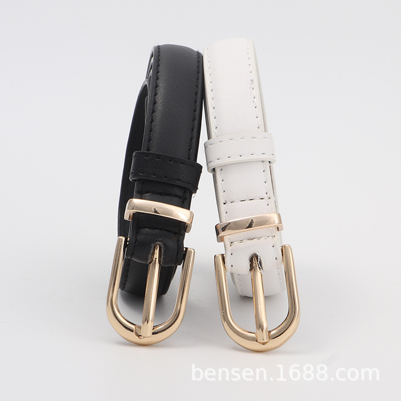 Cinturón Decorativo para Mujer de Cuero PU con Hebilla de Clavija para Jeans y Uso Diario
