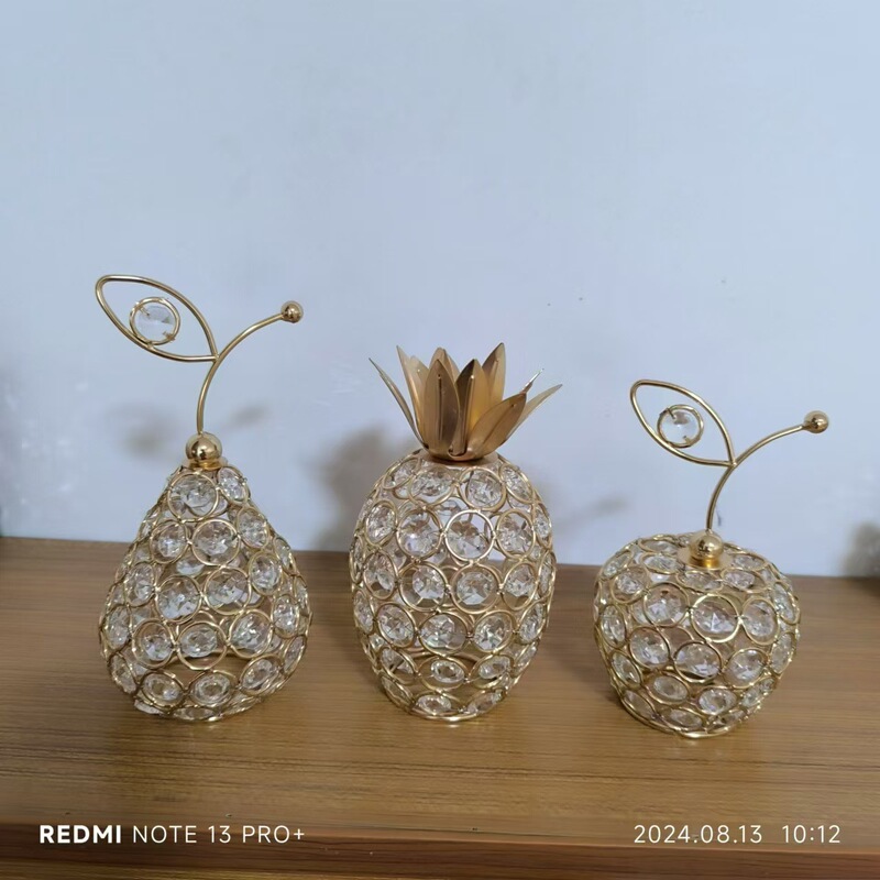 Factory Wholesale Crystal Crafts Apple/Pear/Pineapple Table Decorations