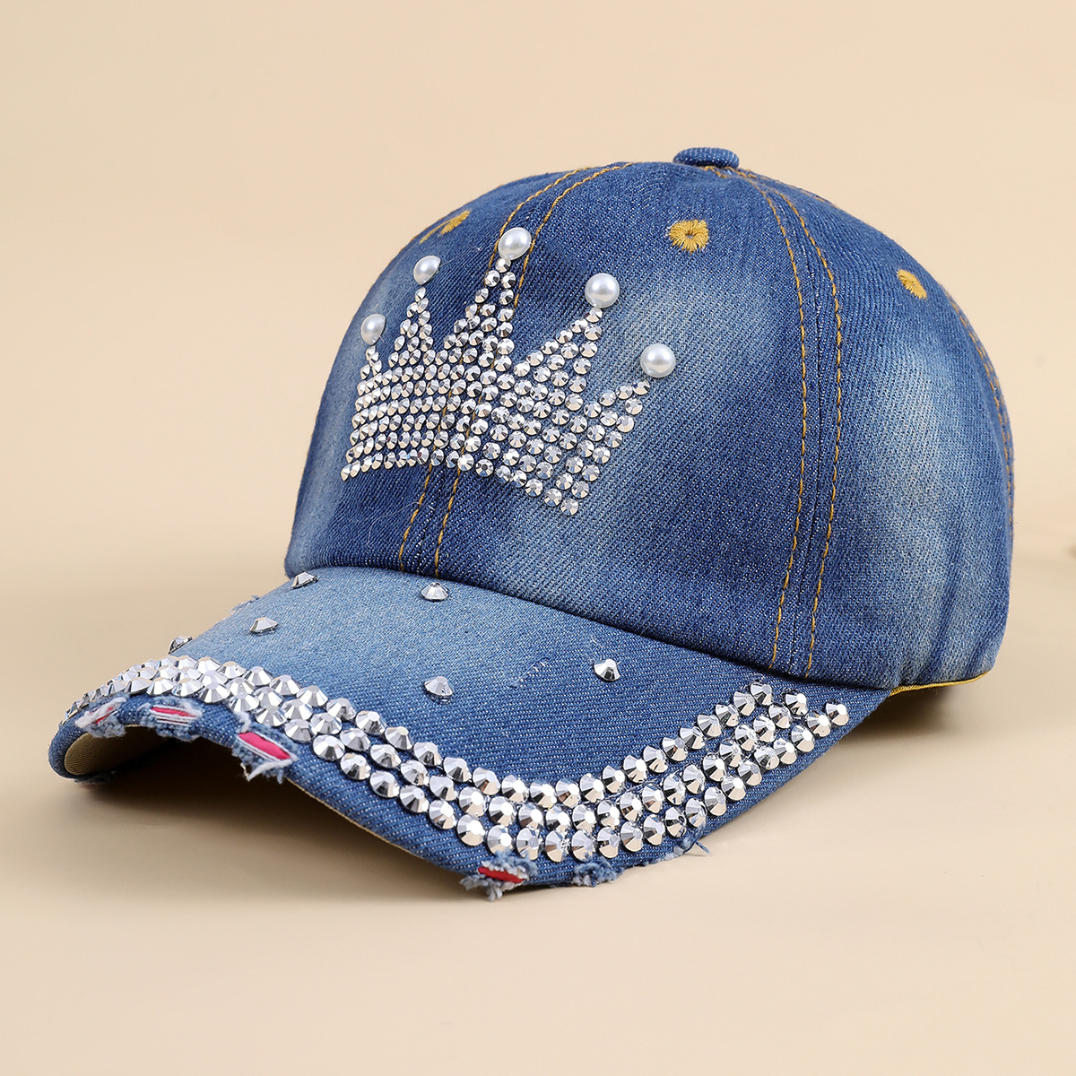 Retro sombrero de vaquero de la calle diamante corona gorra de béisbol hembra europea y americana adulto gorra de verano al aire libre sombrero para el sol