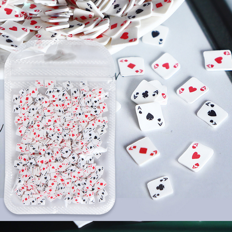 10g Bag of Realistic Poker Card Soft Clay Nail Art Decoration Materials DIY Handmade Poker Nail Art