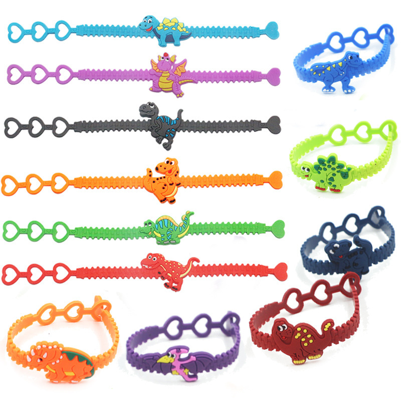 Cross-border Children's Love Dinosaur Bracelet Cute Cartoon Bracelet PVC Three-hole Heart Adjustable Bracelet Small Gifts Cross-border Children's Love Dinosaur Bracelet Cute Cartoon Bracelet PVC Three-hole Heart Adjustable Bracelet Small Gifts