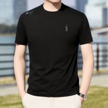 跨境夏季男士休闲男士t恤高品质中年轻奢时尚圆领t恤短袖男上衣