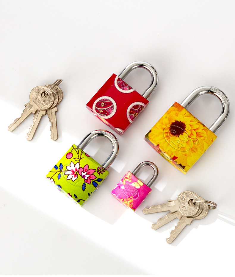 Factory direct heating transfer printing iron padlocks, door locks, printed locks, multi-color and multi-specification bags, arc-shaped color lock heads, wholesale padlocks, hardware locks pic 8