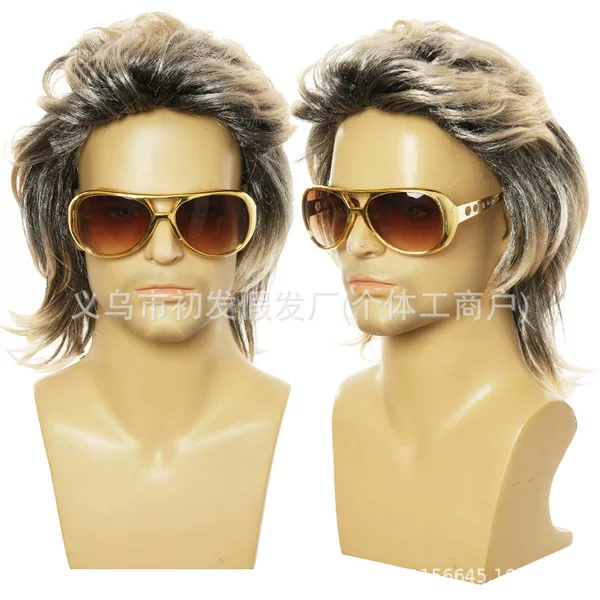 Amazon's Popular Halloween 80S Punk Heavy Metal Dress up Wig European and American Men's Curly Hair Rock Long Curly Hair