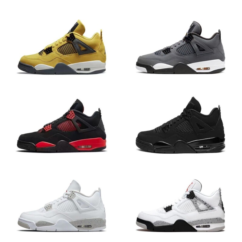 Jordan 4th Generation Original Cross-Border AJ4 Air Cushion Basketball Shoes Jordan White Cement University Blue Paris Men's and Women's Casual Sports Shoes