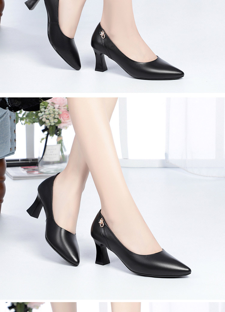 Giày cao gót nữ mũi nhọn da thật đế mềm chống trượt — Màu be chi tiết 18