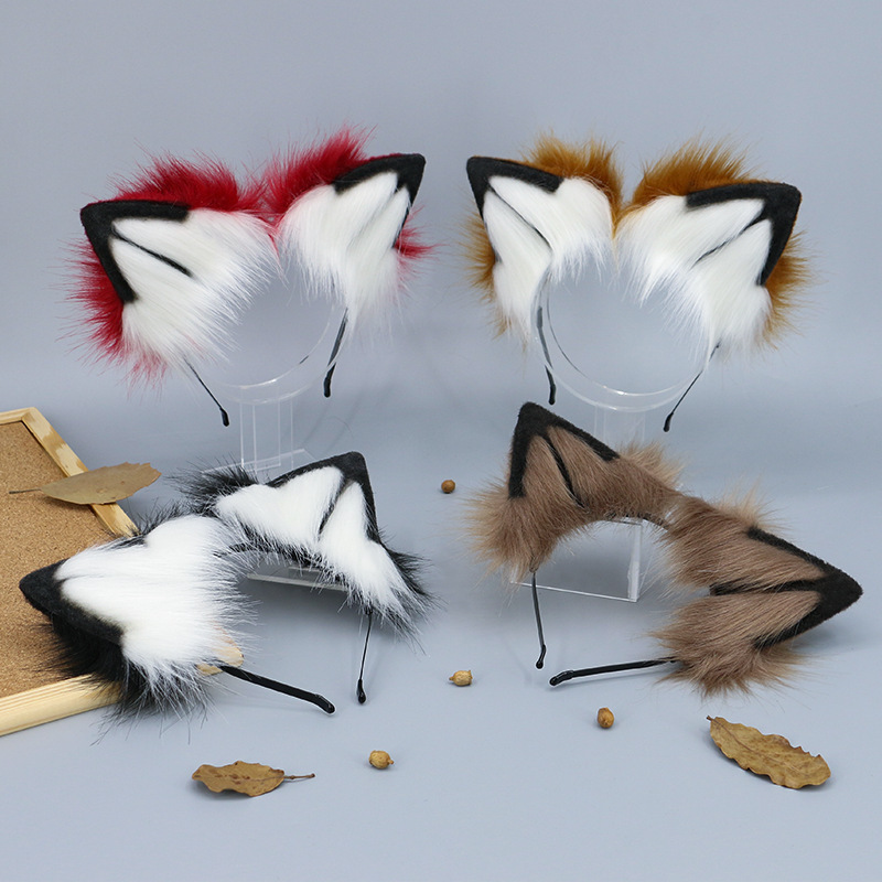 De una sola pieza hecha a mano tocado JK Lolita diadema Lobo Rey fenille Cosplay bestia oreja bestia traje de cola