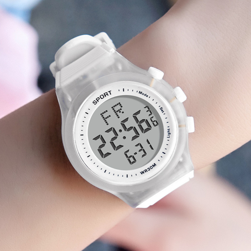 Moda nueva cáscara transparente deportes al aire libre reloj estudiante Venta caliente impermeable multifuncional reloj electrónico hombres y mujeres reloj