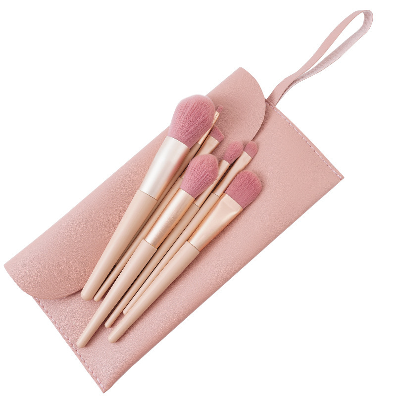 Ins Super Fire Nude Pink 7 Juego de pinceles de maquillaje Cepillo súper suave Cepillo de polvo suelto Cepillo de sombra de ojos Bolsa de cosméticos