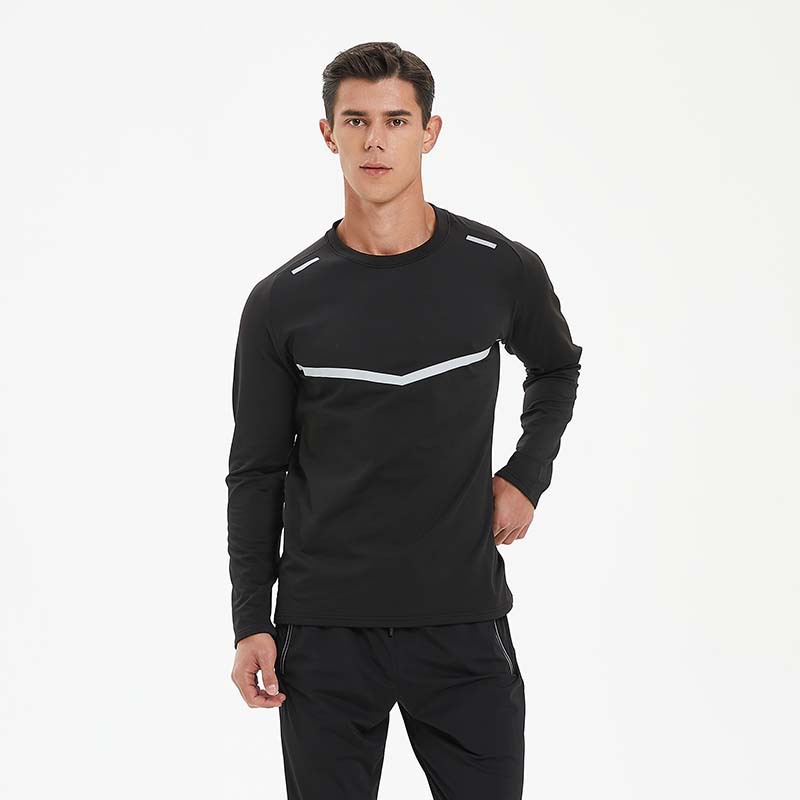 Lulu primavera y otoño hombres deportes al aire libre ocio cuello redondo manga larga Top running fitness entrenamiento de secado rápido camiseta transpirable U