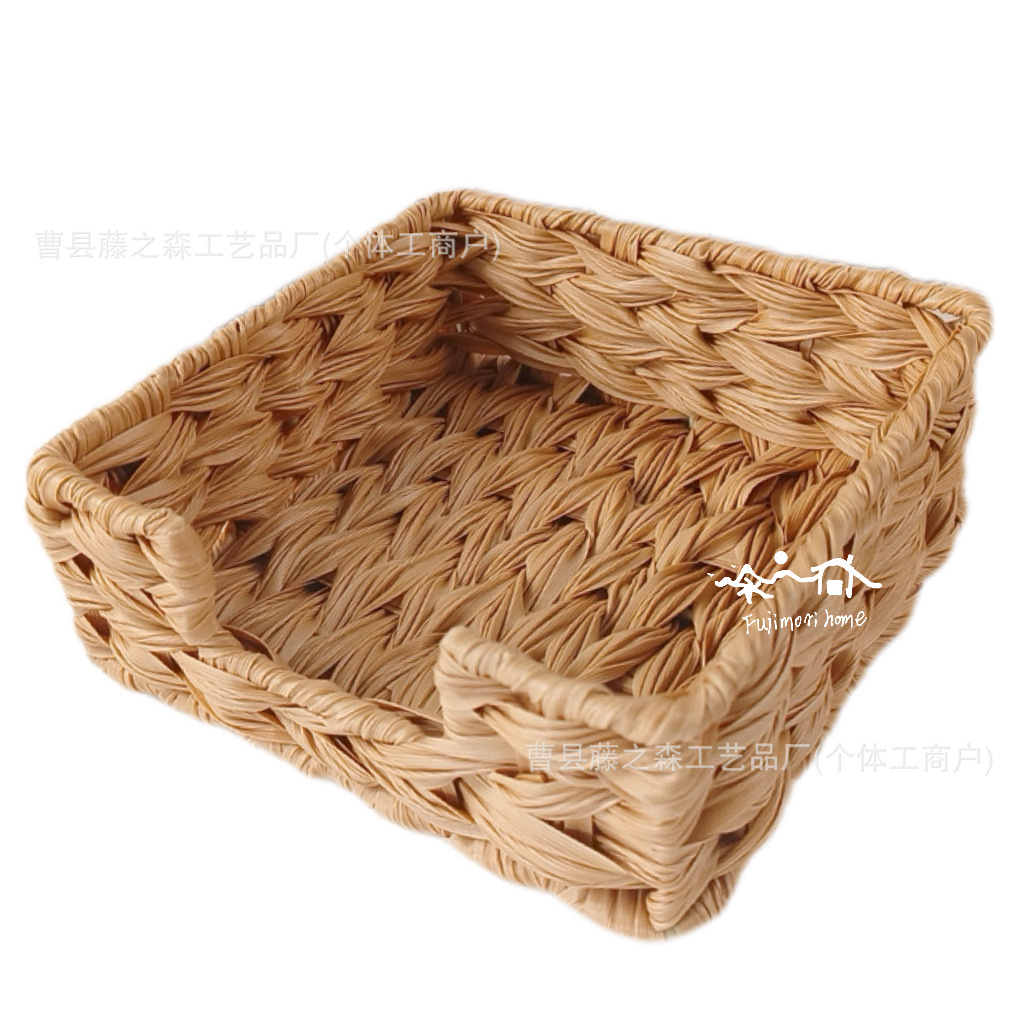 Caja de pañuelos Caja de almacenamiento al por mayor de exportación de paja de calabaza Nueva canasta de ins Sala de estar Comida de entrada Función de entrega japonesa