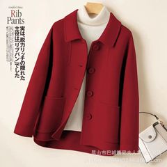 100ウールのコートの両面のカシミヤのコートの女性の短いタイプの子供の指導者のゆったりしている小さい背のウールのコート