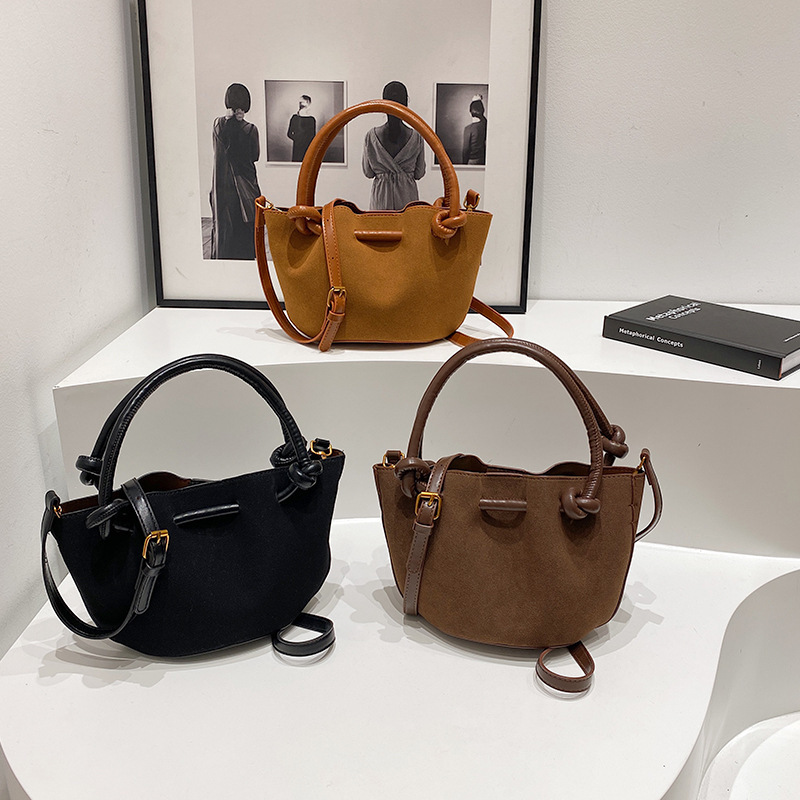 Shoulder Bag, Cross-Body Bag, Fashionable Suede Hand-Held Bucket Bag, Frosted Bag, High-End, Versatile and Popular Women's Bag Shoulder Bag, Cross-Body Bag, Fashionable Suede Hand-Held Bucket Bag, Frosted Bag, High-End, Versatile and Popular Women's Bag