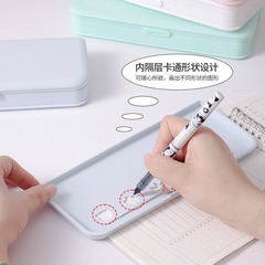 New dirt-resistant simple pencil case for primary school students large capacity double-layer pencil case stationery multi-function student pencil case