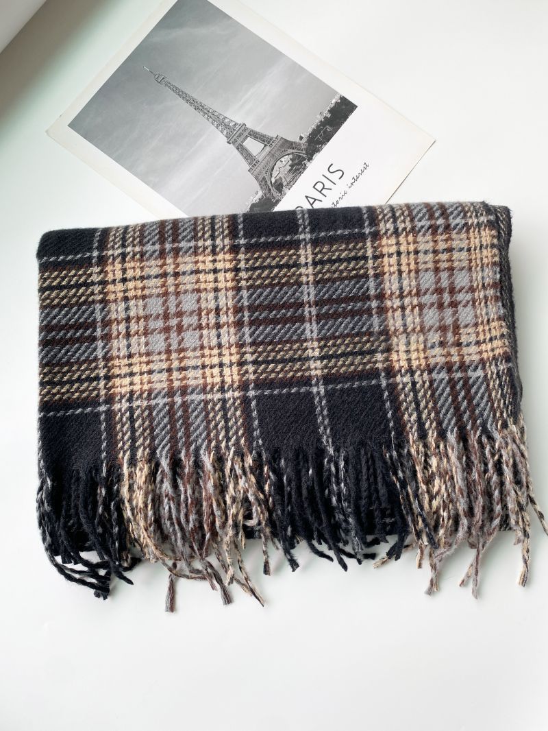 Nuova piccola sciarpa scozzese coreana fresca 2025 per tenersi al caldo in inverno, sciarpa universitaria carina e spessa, versatile per studenti_voghion.com