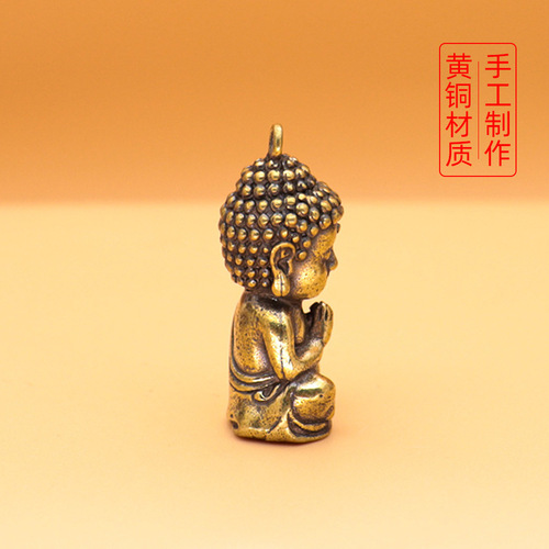 Song Dynasty Buddha statue pendant brass antique-style car keychain ornament one-yuan small gift street vendor gift wholesale