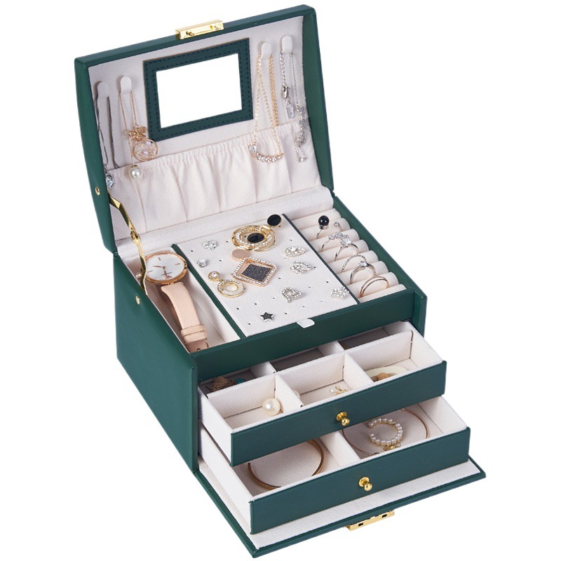 Caja de joyería de cajón de múltiples capas de gran capacidad pendientes de almacenamiento caja de joyería pendientes collar caja de almacenamiento de cosméticos
