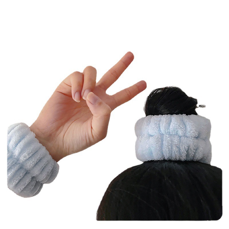 Lavar la cara correa de muñeca artefacto de absorción de agua pelúcia cabello cordón de cabeza de doble uso toalla de mano a prueba de humedad cabello para lavar anillo de cabello especial