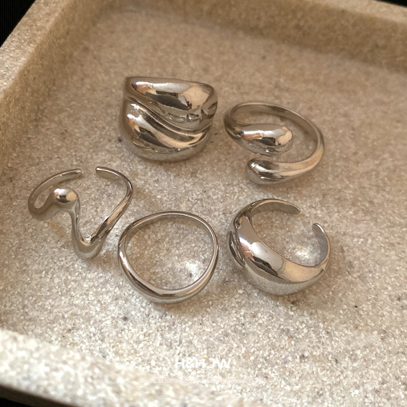 不规则金属光面几何开口戒指个性简约冷淡风食指戒轻奢高级感手饰|undefined