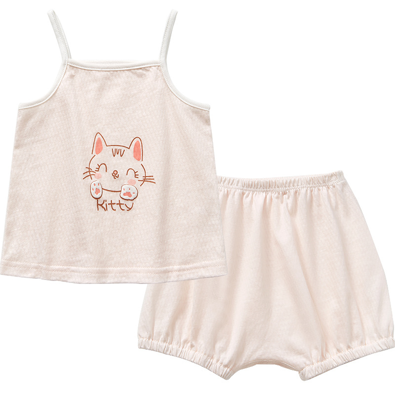 Bebé niña chaleco traje de las niñas Sling verano Niño Pantalones cortos delgados de dos piezas sin mangas split Bebé Ropa de verano