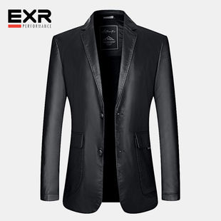 Exr Haining Leather Jacket Men's Casual Korean Style Leather Suit Jacket Young and Middle-Aged Leather Jacket Trendyy and Handsome Spring & Fall New Style 5
