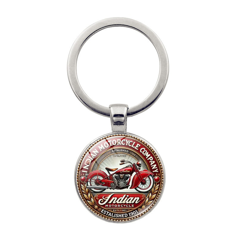 Retro Indian Motorcycle Keychain Pendant Creative Car Bag Small Pendant Metal Key Ring Ring Accessories