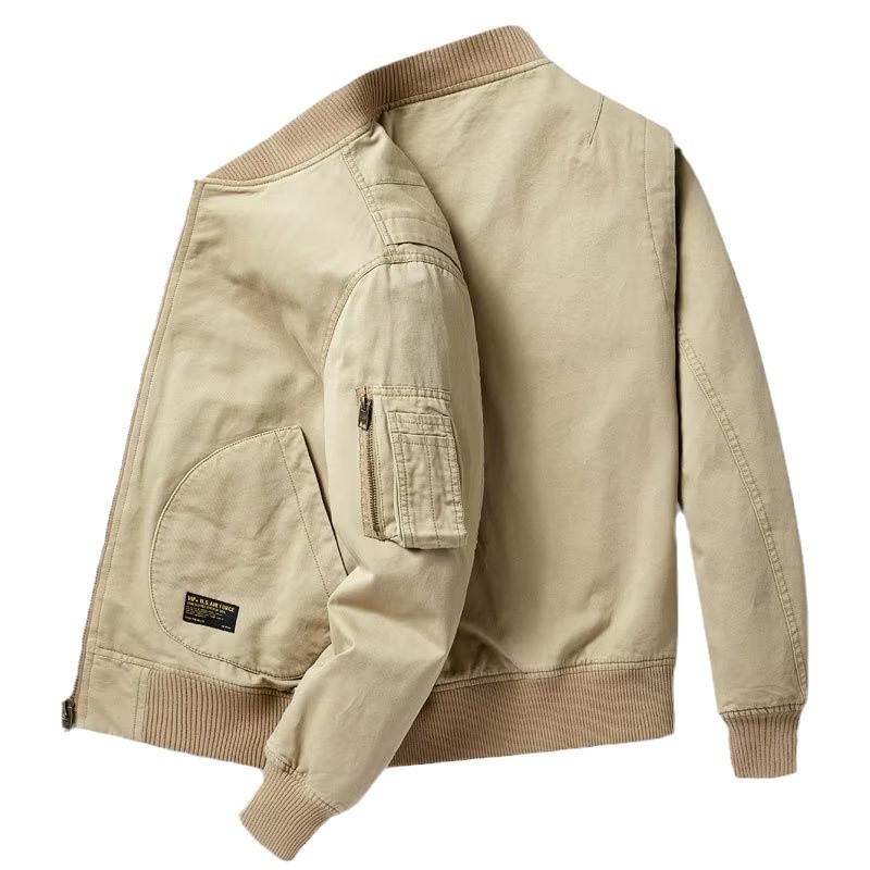 Men's Pilot Jacket Baseball Collar Casual Spring Autumn Zip Top_voghion.com