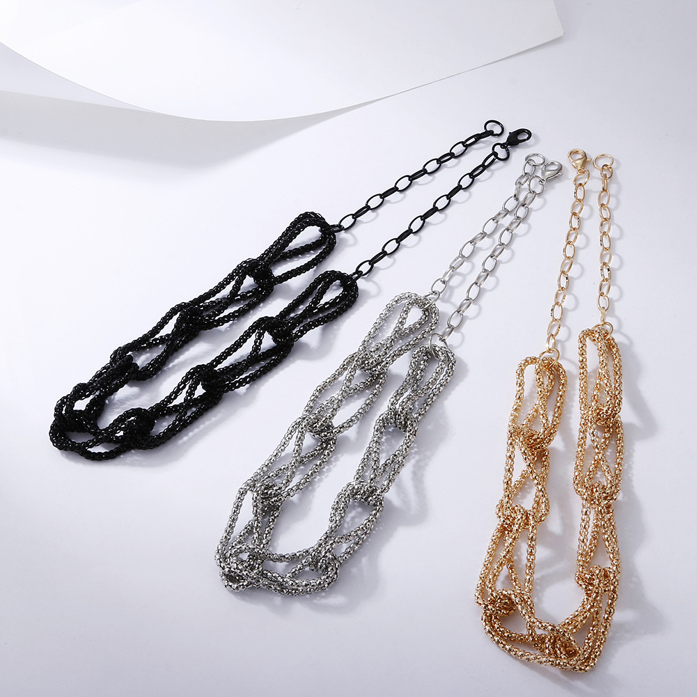retro exaggerated multi-layer hollow matte necklace