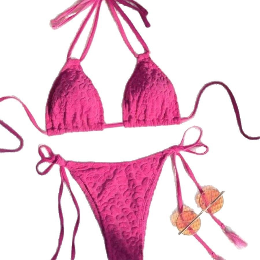 Abbigliamento donna Costume da bagno bikini sexy da donna, due pezzi con spalline incrociate, in poliestere ad asciugatura rapida, copertura modesta, ideale per la spiaggia e la piscina._voghion.com